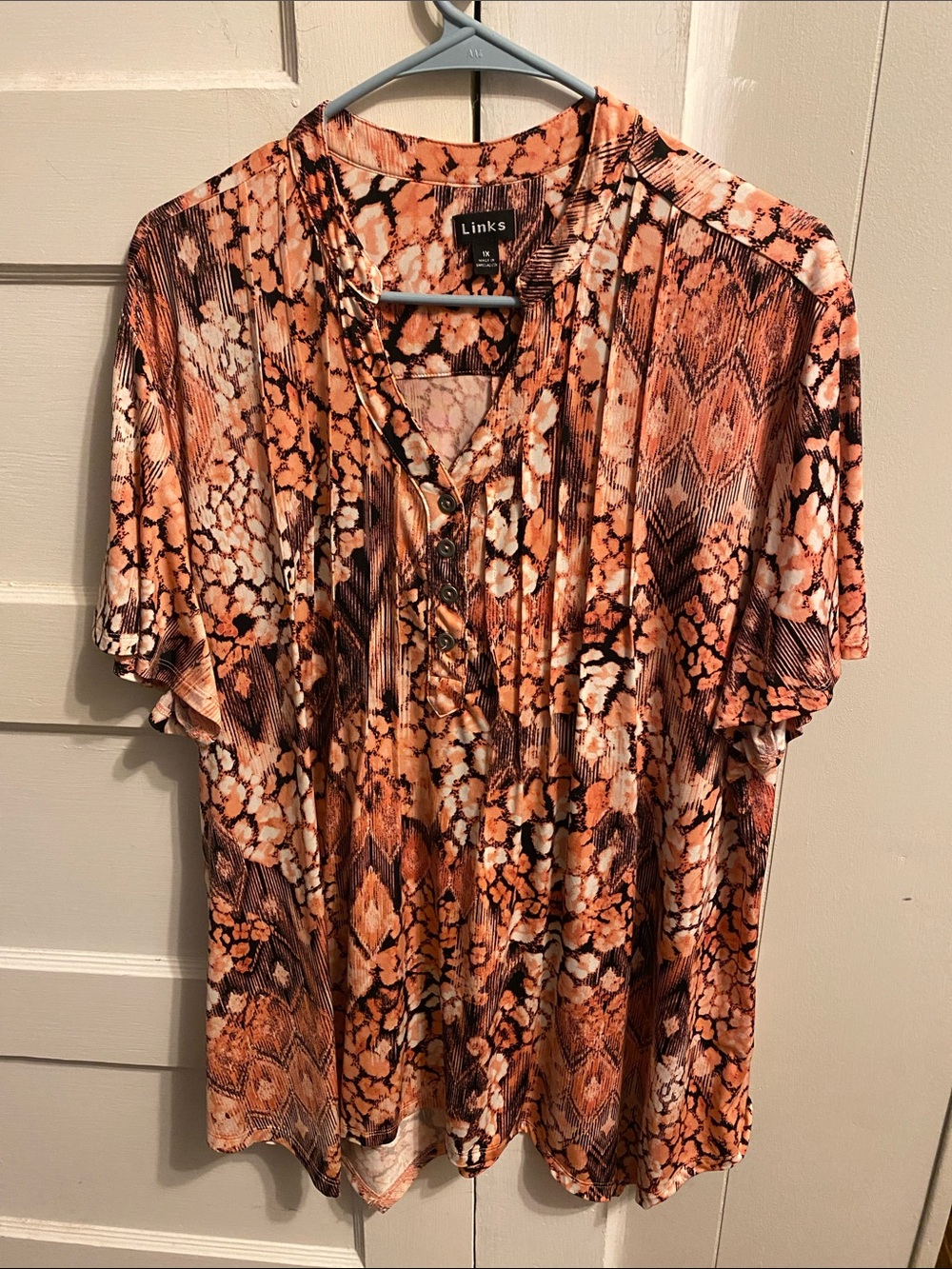 Links Orange & Brown Patterned Short-Sleeve Polo